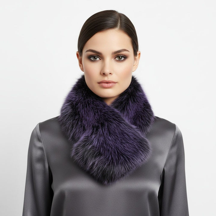 Scarf Luxe Faux Fur Purple Collar Winter Stole