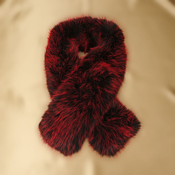 Scarf Luxe Faux Fur Red Collar Winter Stole