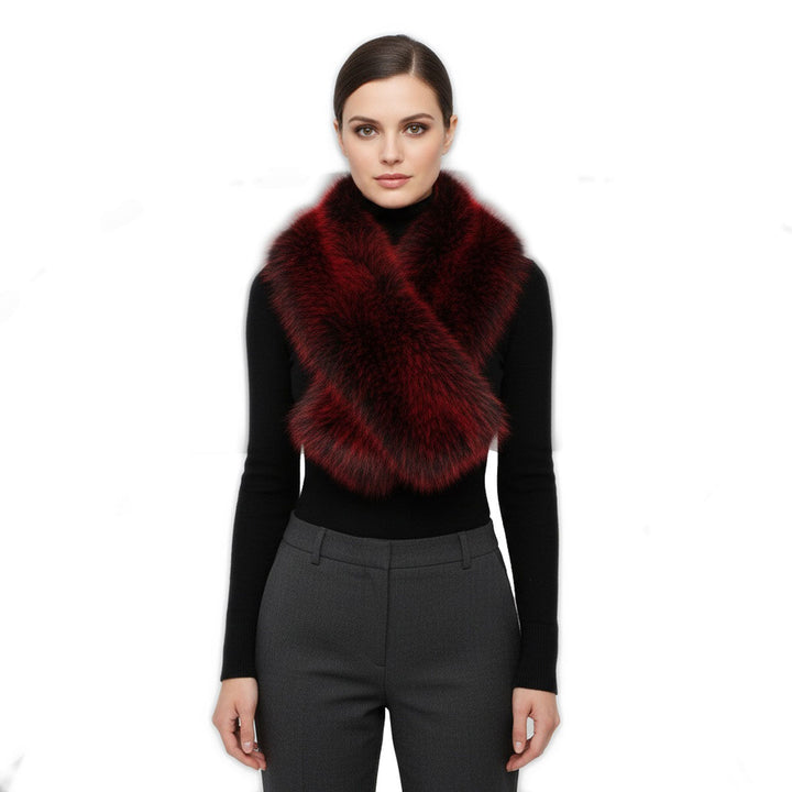 Scarf Luxe Faux Fur Red Collar Winter Stole