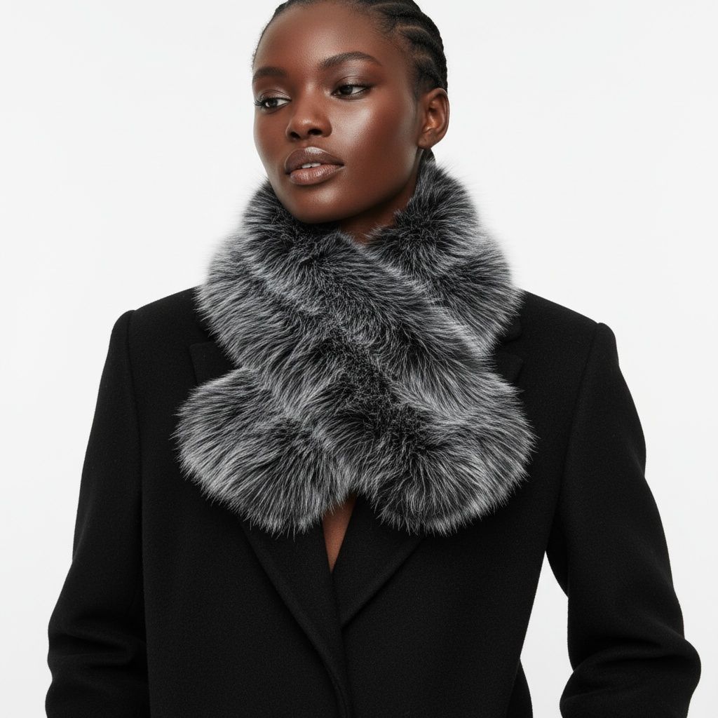 Scarf Luxe Faux Fur White Collar Winter Stole