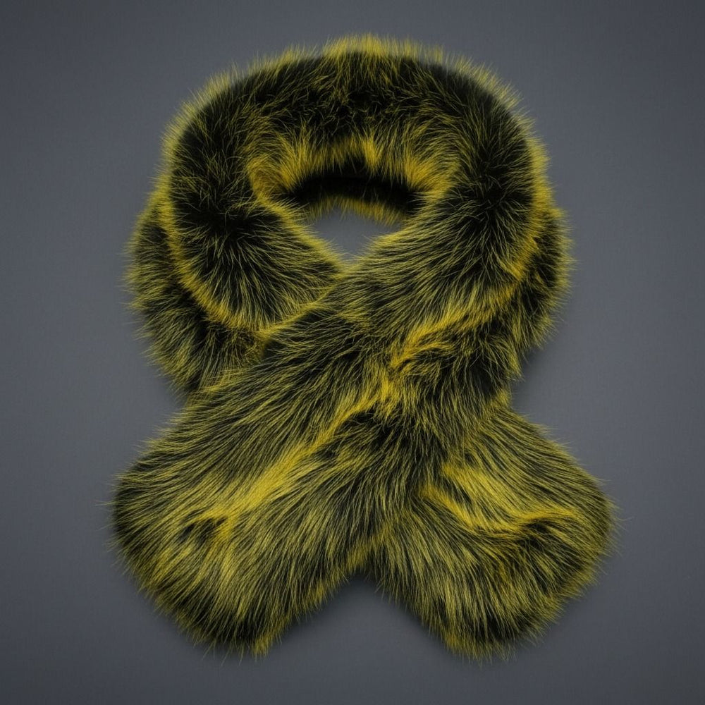 Scarf Luxe Faux Fur Yellow Collar Winter Stole
