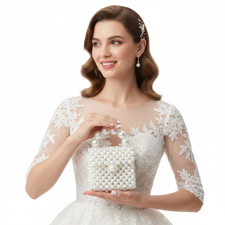 Micro Top Handle White Pearl Woven Handmade Bag