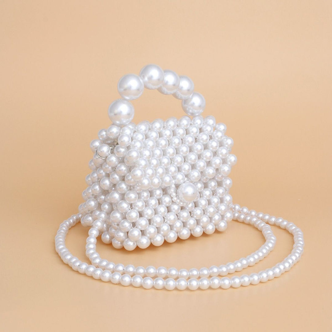 Micro Top Handle White Pearl Woven Handmade Bag