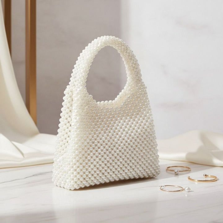 Top Handle Luxe Lady Cream Pearl Hollywood Handbag