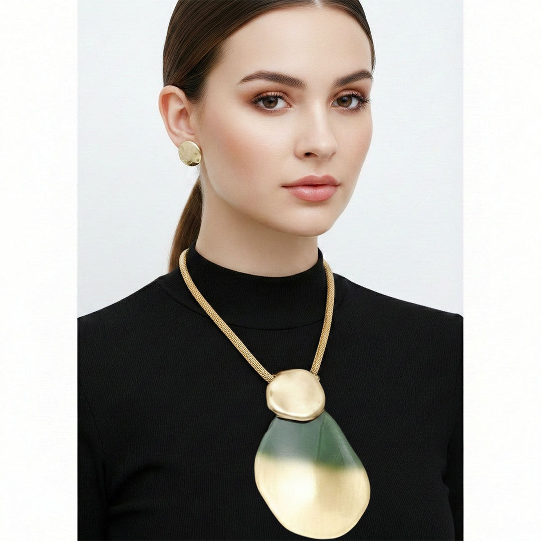 Pendant Green Ombre Organic Teardrop Necklace