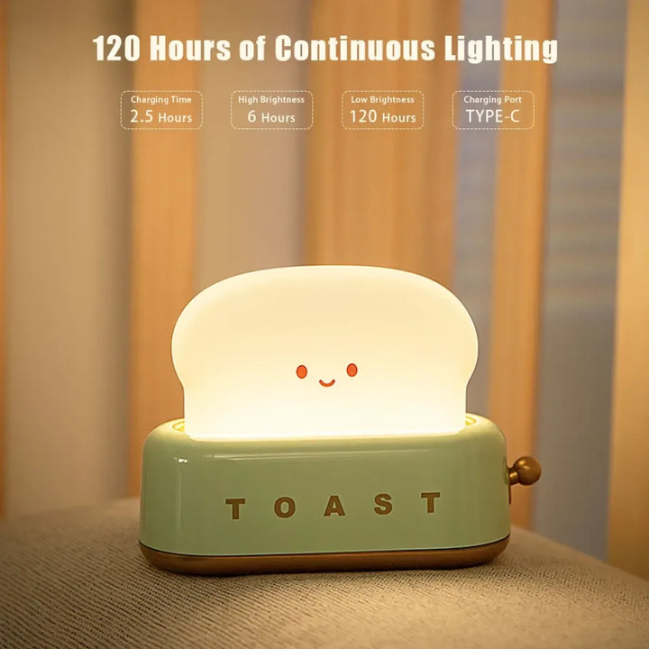 Toast LED Night Light – Kawaii Bread Lamp with Timer & Adjustable Brightness