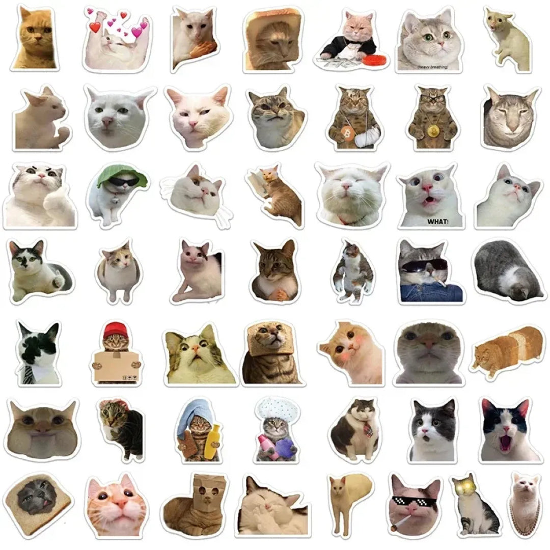 Kawaii Cat Mood Stickers - Aesthetic Decor for DIY & More