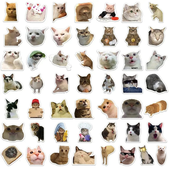 Kawaii Cat Mood Stickers - Aesthetic Decor for DIY & More