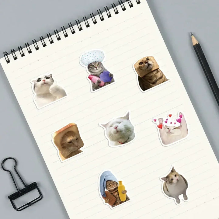 Kawaii Cat Mood Stickers - Aesthetic Decor for DIY & More