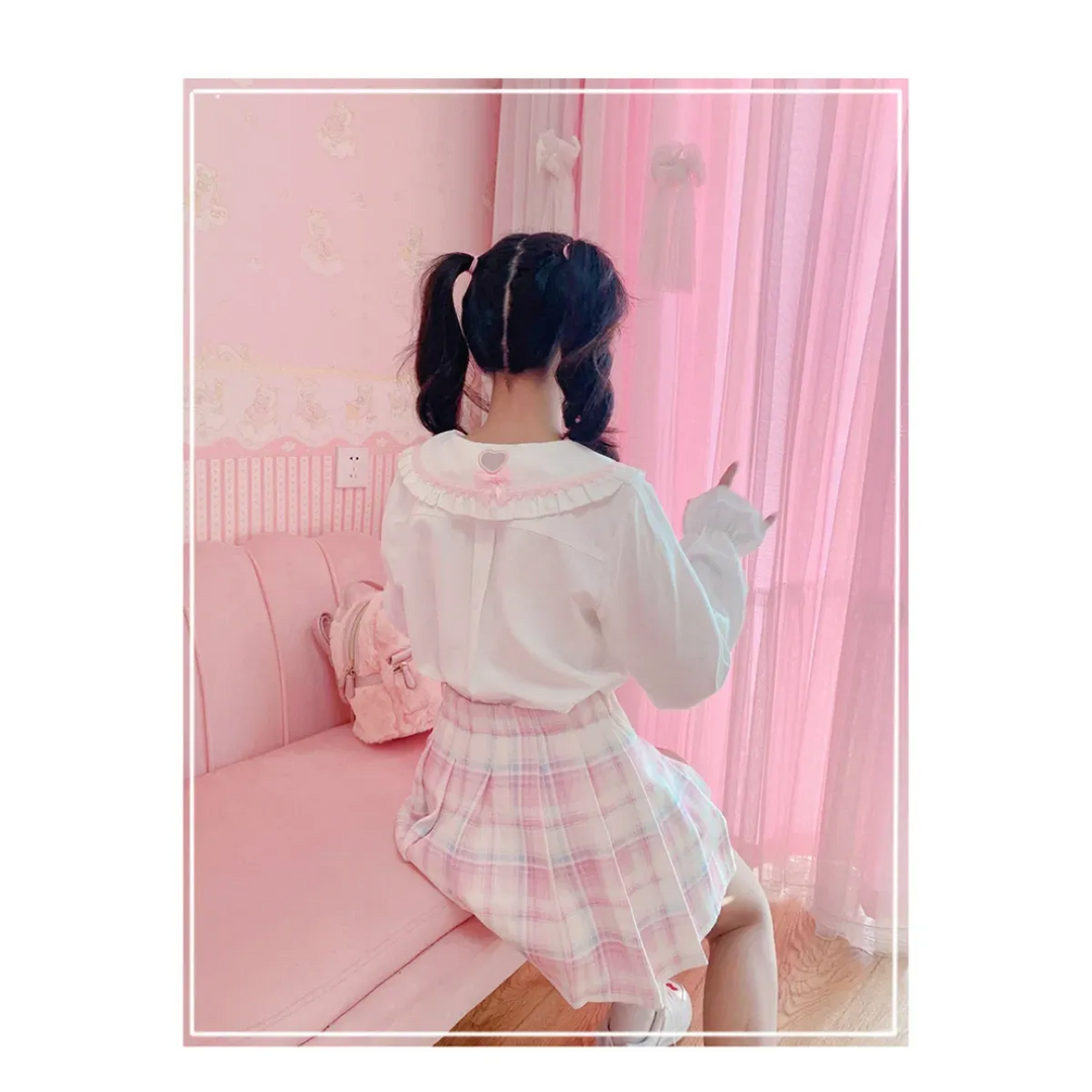 Kawaii Winter Wonderland: High-Waist Plaid Mini Skirt