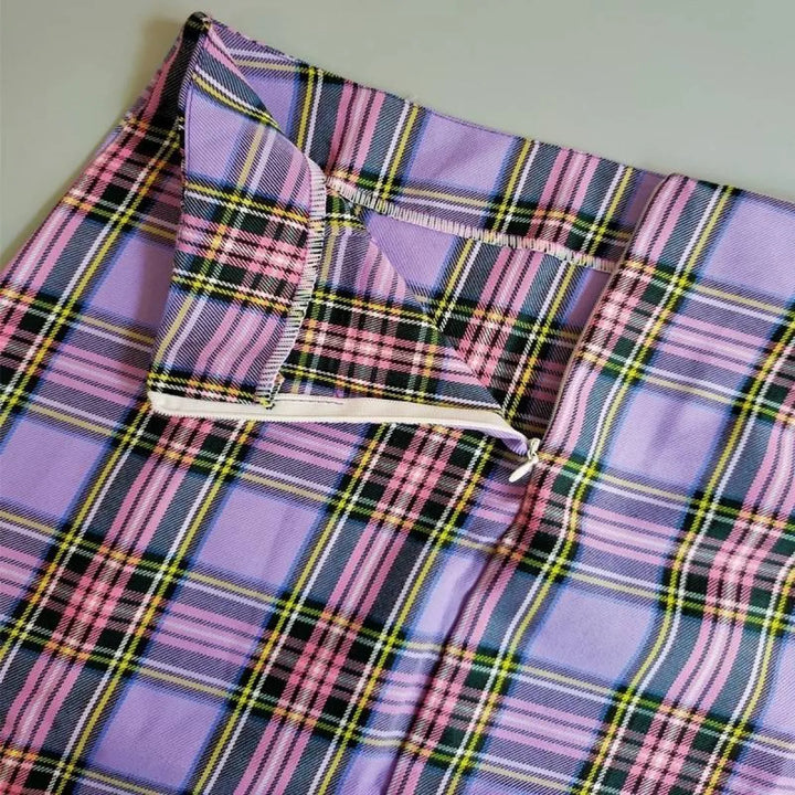 Korean Colored Plaid Skirt