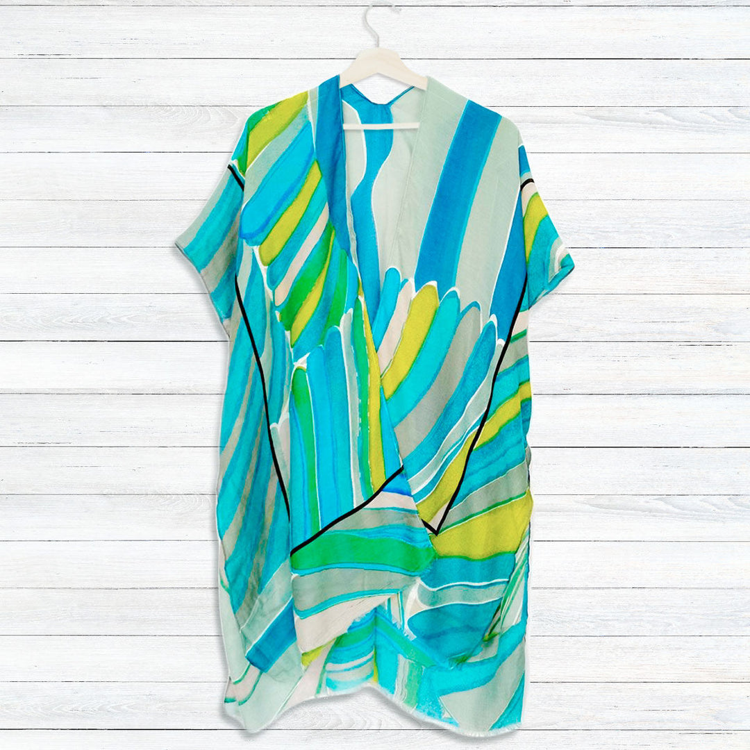 Summer Breeze: Green Abstract Art Kimono Cover