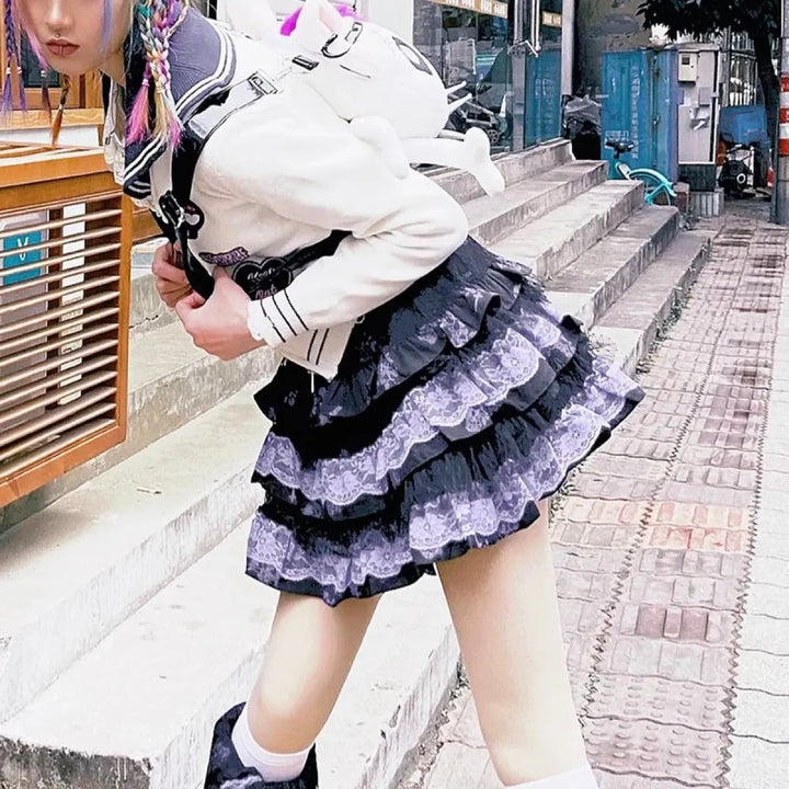 Lace Layered Skirt – Harajuku Punk Lolita Mini