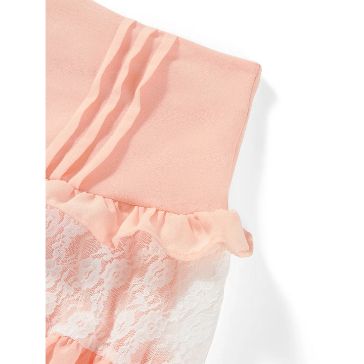 High-Waist Lace Ruffle Mini Skirt - Summer A-Line Patchwork