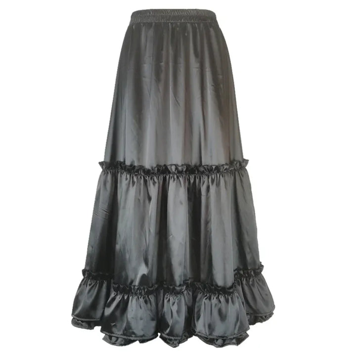 Lavender Satin Tiered Lolita Skirt – Ruffled Elegant Goth