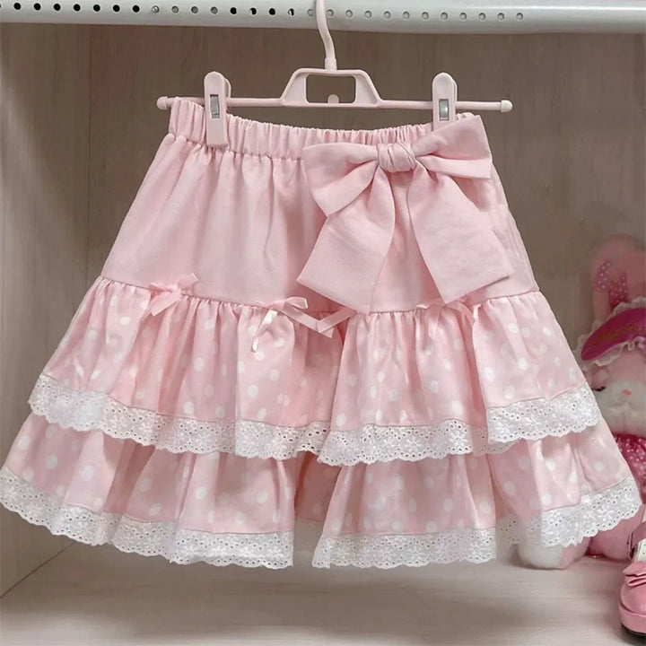 Layered Ruffle Skirt – Kawaii Sweet Lolita Bow Lace