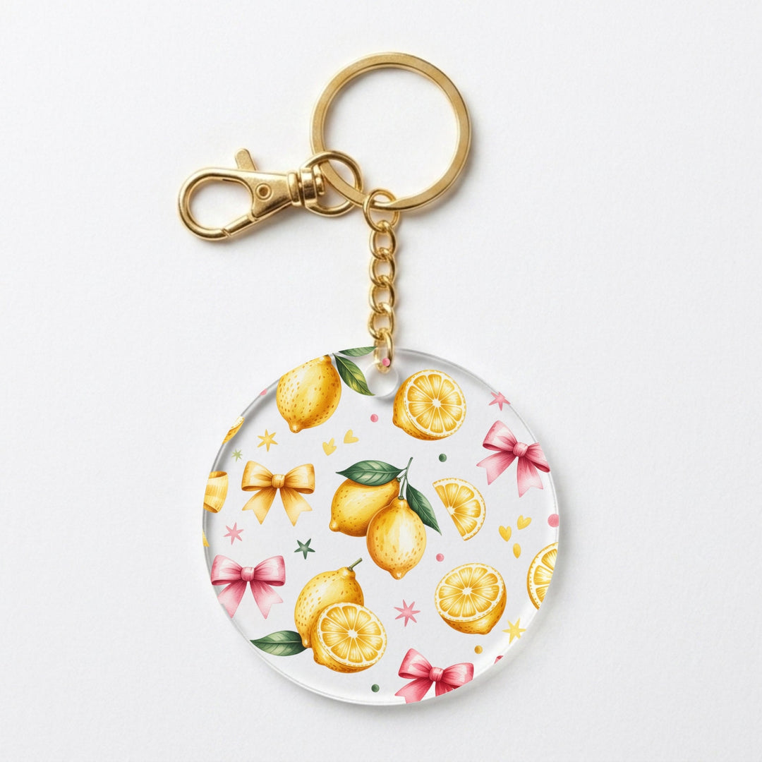 Lemon & Bows Acrylic Keychain with Charm