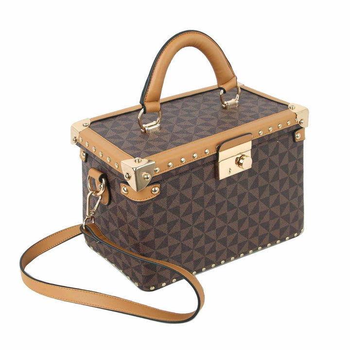 Brown Square Trunk Handbag