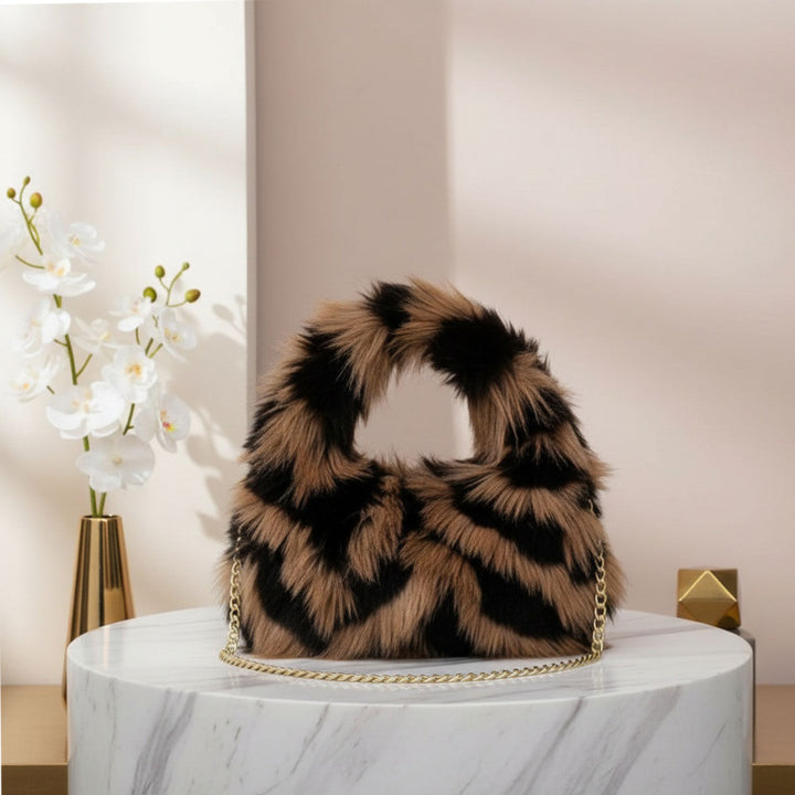 Shoulder Bag Brown and Black Fur Street Chic Purse