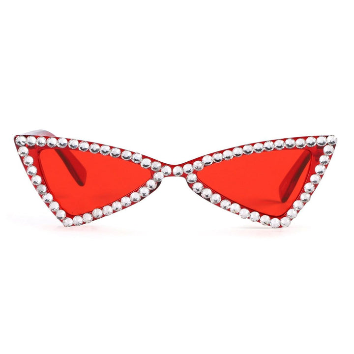 Sunglasses Red Cat Eye Rhinestone Retro Eyewear