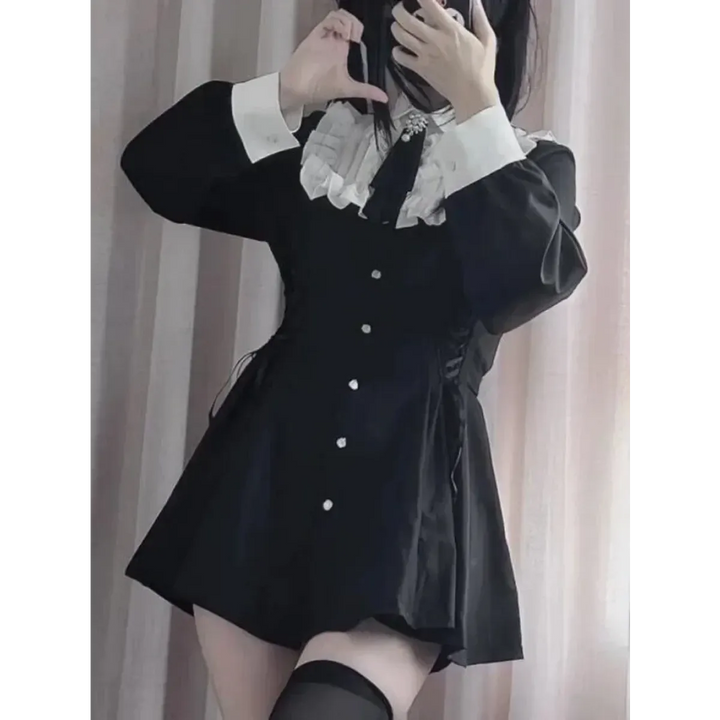 Lolita Harajuku Set – Lace Blouse & High Waist Skirt