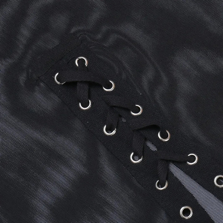 Punk Gothic Eyelet Mesh Skirt