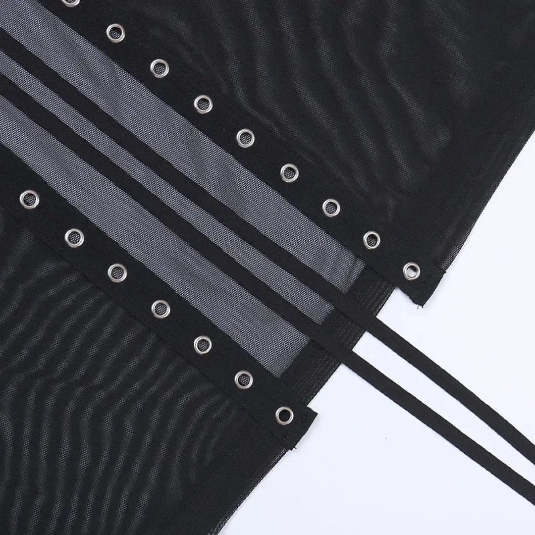 Punk Gothic Eyelet Mesh Skirt