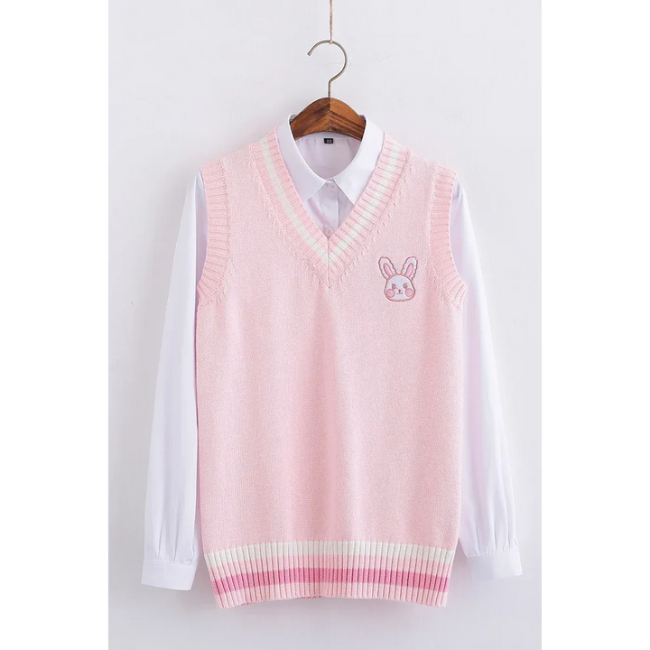 Kawaii Pink Pastel Bunny Vest Sweater