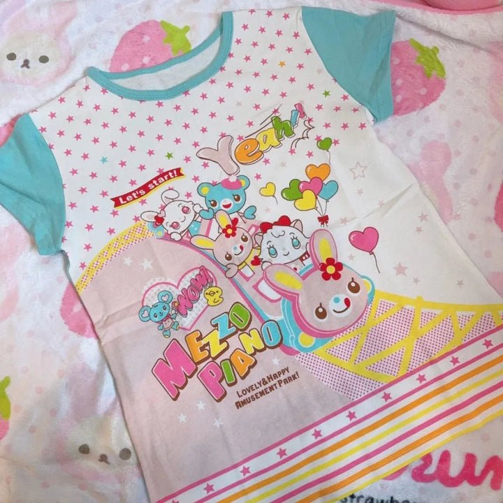 Pastel Kawaii Harajuku Crop Top – Cartoon Print Y2K Aesthetic Tee