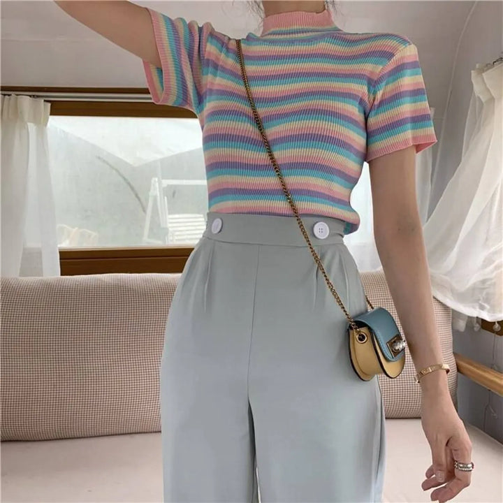 Pastel Striped Crop Top