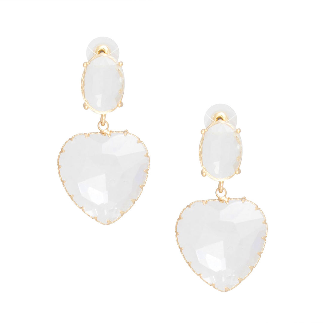 Drop Clear Glass Heart Crystal Gold Earrings Women
