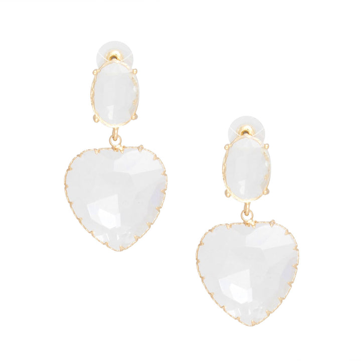 Drop Clear Glass Heart Crystal Gold Earrings Women