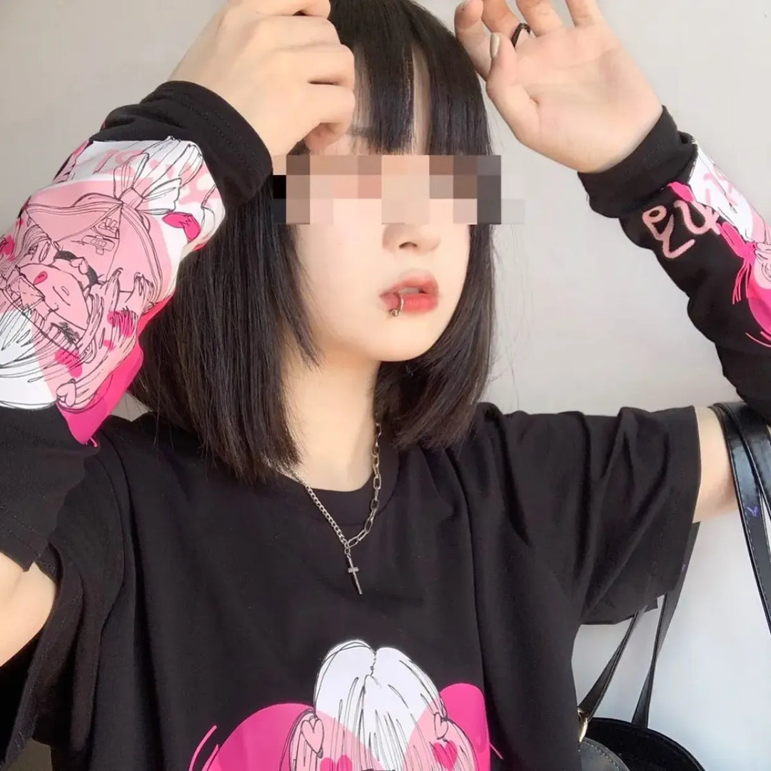 Pink Drip Anime Heart Tee