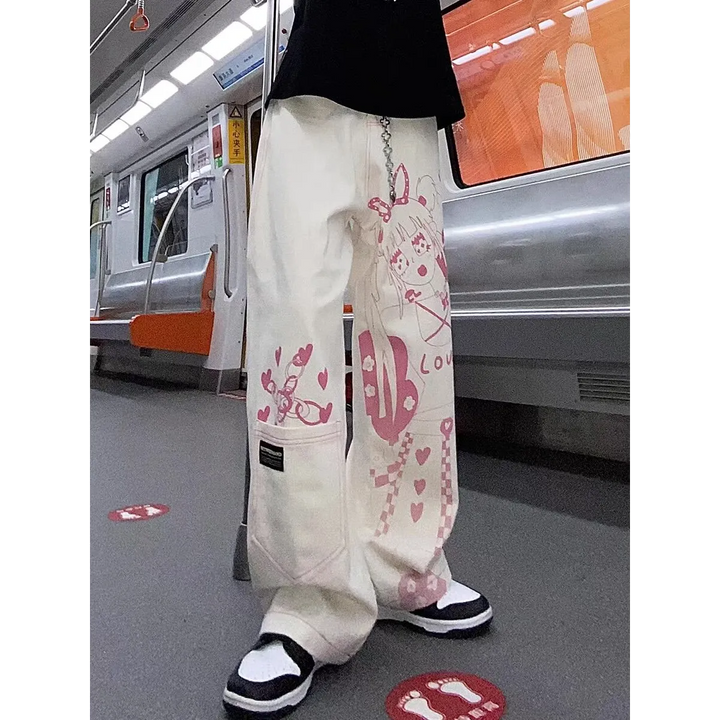 Cute Pink Girl Graffiti Jeans