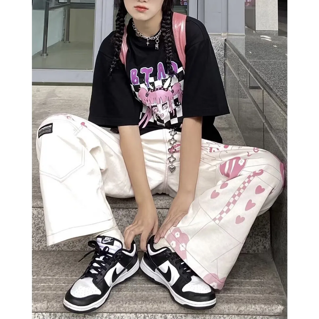 Cute Pink Girl Graffiti Jeans