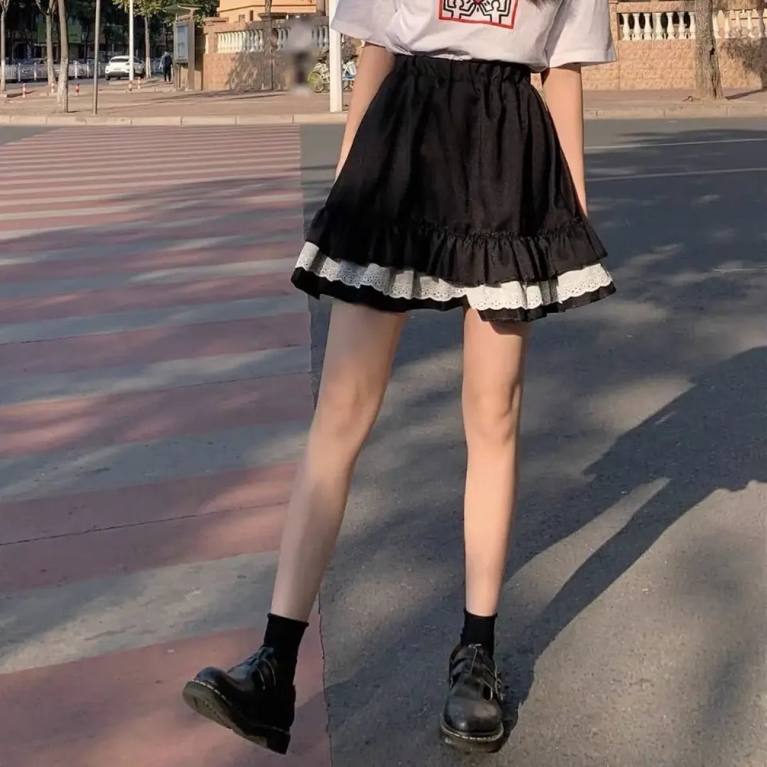 Pink Lace Mini Pleated Skirt - Y2K Aesthetic