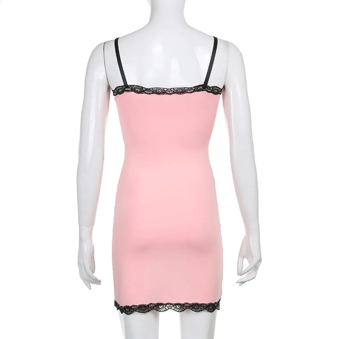 Pink Lace Strapless Dress - E-girl Streetwear