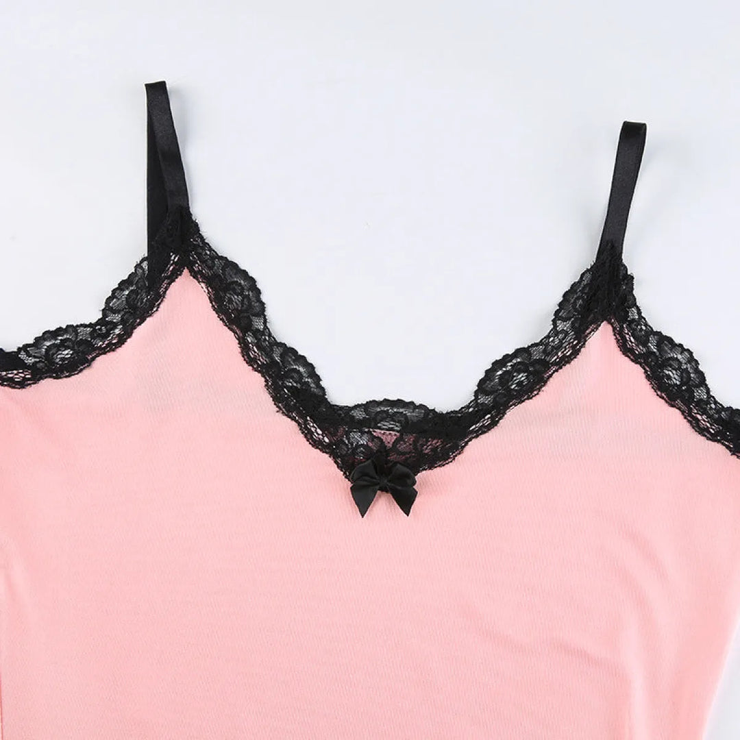 Pink Lace Strapless Dress - E-girl Streetwear