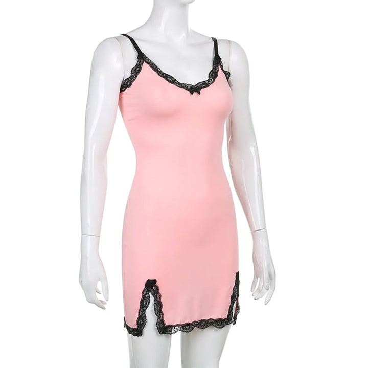 Pink Lace Strapless Dress - E-girl Streetwear