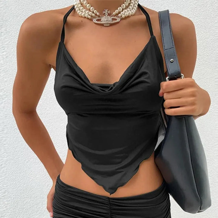 Pink Serenade Asymmetrical Tank – Chic Scalloped Edge Crop Top