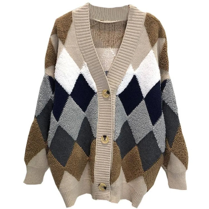 Plaid V-Neck Cardigan