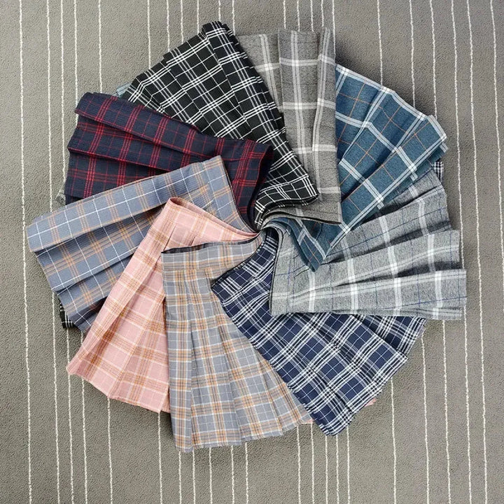 Preppy Harajuku Plaid Pleated Mini Skirt – Kawaii Schoolgirl Style