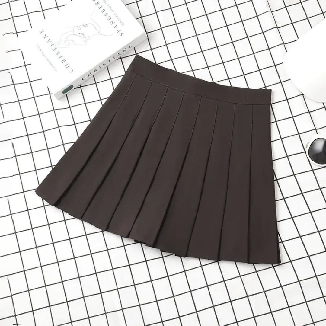 Harajuku Kawaii Fashion Korean Style Y2K Aesthetic Neutral Colors Pleated Tennis Skirt