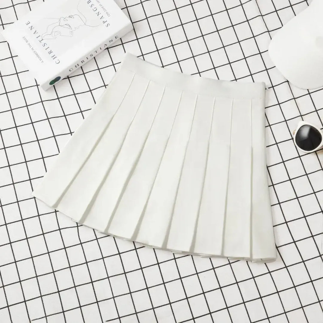 Harajuku Kawaii Fashion Korean Style Y2K Aesthetic Neutral Colors Pleated Tennis Skirt