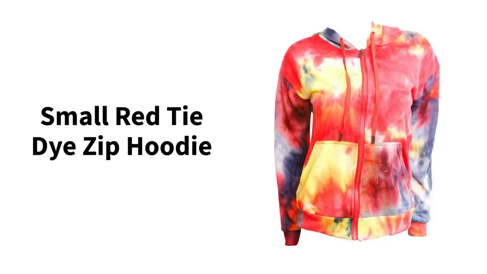 Small Red Tie Dye Zip Hoodie by@Outfy