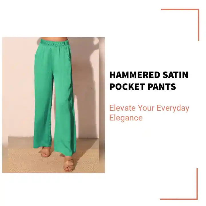 Hammered Satin Pocket Pants by@Outfy