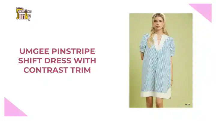 Umgee Pinstripe Shift Dress with Contrast Trim by@Outfy