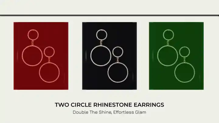 Two Circle Rhinestone Earrings by@Outfy
