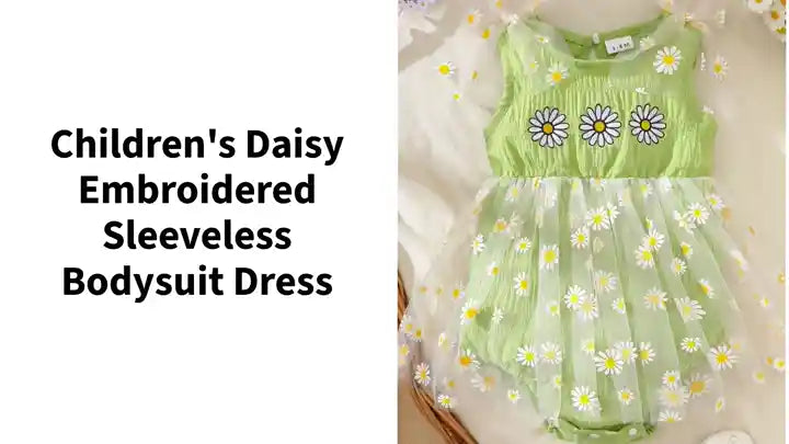 Children's Daisy Embroidered Sleeveless Bodysuit Dress by@Outfy