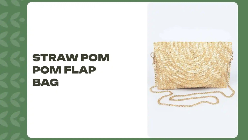Straw Pom Pom Flap Bag by@Outfy
